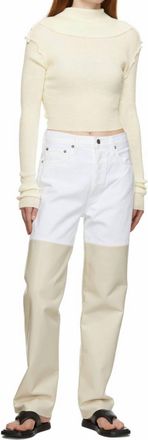 A Gold E 90S Pinch Waist Leather Pants In Sugar Powder