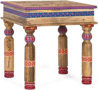 Giner&Colomer Mesa de centro en madera de mango y detalles pintados a mano