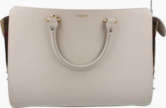 Burberry Womens Burberry Banwell Medium Leather Handbag - Limestone - Tan