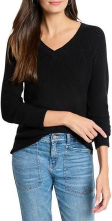 Nic+Zoe V-Neck Sweater in Black Onyx at Nordstrom Rack, Size X-Large