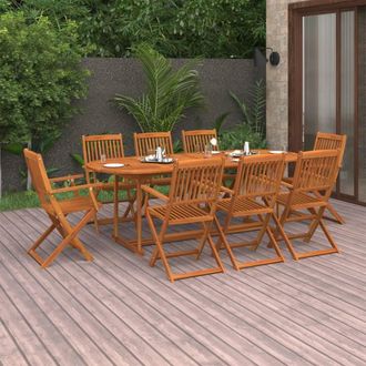 Berkfield Home 9 Piece Garden Dining Set Solid Acacia Wood in Brown