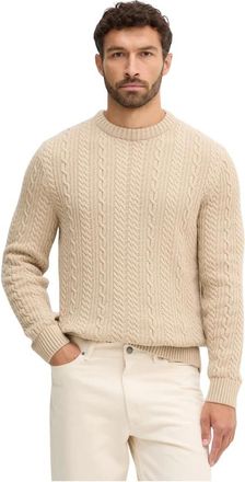 Barbour Jersey de cuello redondo Lowfen de punto trenzado - Knitwear - Hombre - Beige - 2XL