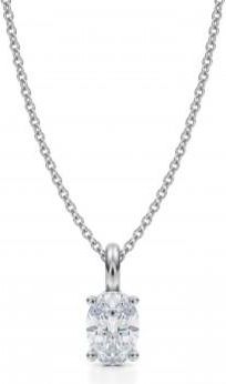 Allurez Oval Lab Diamond 4-Prong Necklace 14K White Gold (0.75ct)