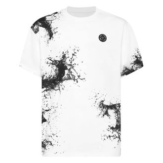 Plein Sport Tops, Heren, Wit, M, Katoen, T-Shirt Round Neck Ss Splash