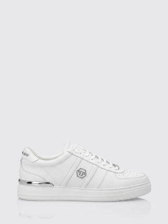 Philipp Plein Low-Top Leather Trainers with Hexagon Logo and Round Toe