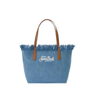 MC2 Saint Barth Tote Bags, female, Blue, Size: ONE SIZE City BAG MID Fringe