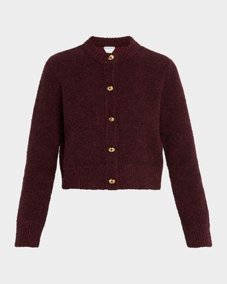 Bottega Veneta Knot-Button Boucle Knit Cardigan