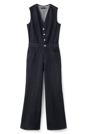 Mango Odette Denim Jumpsuit in Open Blue at Nordstrom, Size X-Small
