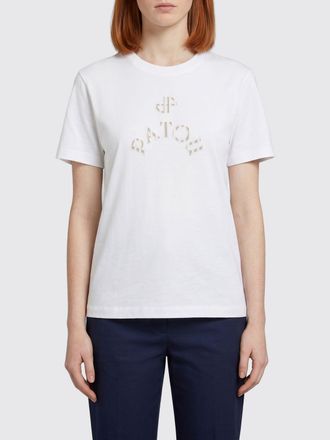 Patou T-shirt in cotone con logo a contrasto e scollo rotondo