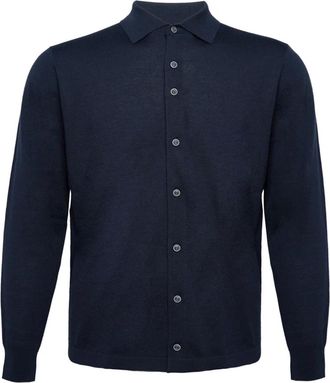 R2 Amsterdam Gebreid shirt - Heren - Casual Overhemden - Blauw - 2XL - Overhemden