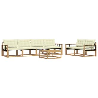 vidaXL Conjunto De Sof&aacute;s De Exterior 7 Pcs Blanco Y Crema Vidaxl