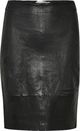 Inwear Zwarte Premium Leren Rok - Dames - Leren & Su&egrave;de rokken - Zwart - 2XS - Rokken