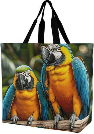 Generic Two Parrots Shopper Bag Foldable Handbag Reusable Handbags For Work Ladies College