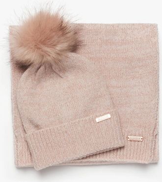 Barbour Womens Barbour SPARKLE BEANIE & SCARF Womens Gift Set Pink - Size: ONE size