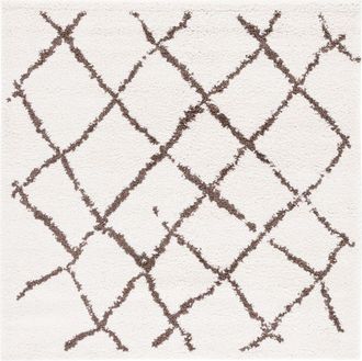 Safavieh Alfombra de polipropileno beige/marr&oacute;n, 155 x 155 cm
