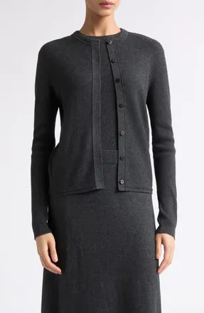Lisa Yang Abeena Cotton & Cashmere Rib Cardigan in Eclipse at Nordstrom, Size 2