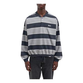 Represent Felpa California Striped Grandad - male - REPRESENT - Polo Shirts - Gray - S - Tops