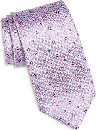 Canali Medallion Silk Tie in Light Purple at Nordstrom