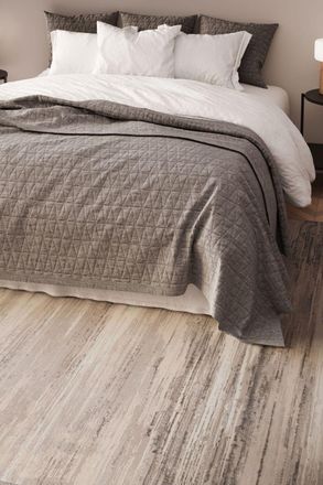 Kukoon Grey Striped Distressed Living Room Area Rug Bedroom Floor Runner Mat in Beige | Size: 200 cm x 290 cm