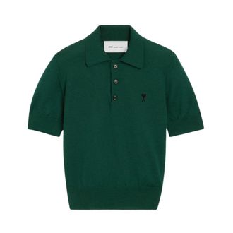 Ami ADC Polo - female - Ami Paris - Polo Shirts - Green - S - Tops