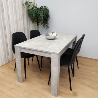 Kosy Koala Modern Dining Table Set With 4 Black Faux Leather Chairs Dining Room Furniture in Brown