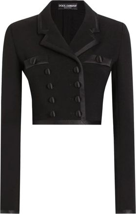 Dolce & Gabbana Korte Double-Breasted Jas van Wolcr&ecirc;pe - Dames - Blazers - Zwart - L - Wol - Jassen