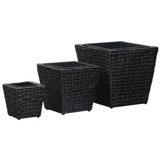 vidaXL Vidaxl - Conjunto De Arriates 3 Piezas Jacinto De Agua Negro