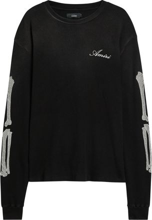 Amiri Embroidered Waffle Stretch-cotton top - Black - XL