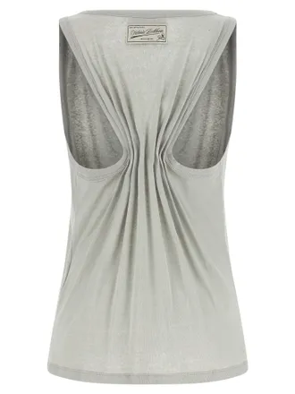 Victoria Beckham Split-Front Cotton-Linen Tank Top - Grey