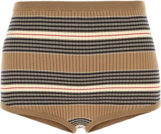 Prada Brown Embroidered Stretch Cotton Blend Shorts