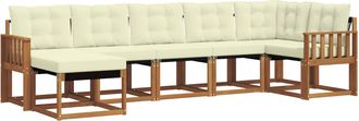 vidaXL Conjunto De Sof&aacute;s De Exterior 7 Uds. Natural Y Crema Vidaxl