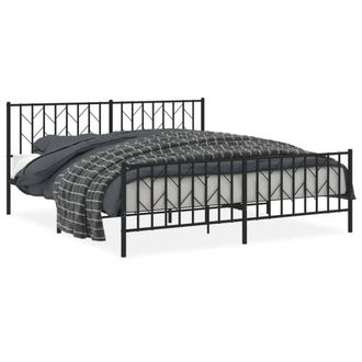 Berkfield Home Metal Bed Frame without Mattress with Footboard Black 183x213cm | Size: 183x213 cm