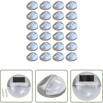 vidaXL vidaXL Lampade a led solari - Lampade Solari da Parete da Esterno a LED 24 pz Rotonde Argento