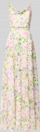 Jake*s Abendkleid mit Wasserfall-Ausschnitt in Rosa Melange, Größe 32