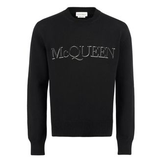 Alexander McQueen Truien & Vesten, Heren, Zwart, M, Katoen, Katoenen trui met ronde hals