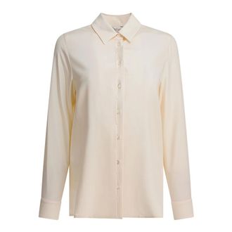 Max Mara Shirts, female, Beige, S, White Silk Shirt Elegant Style