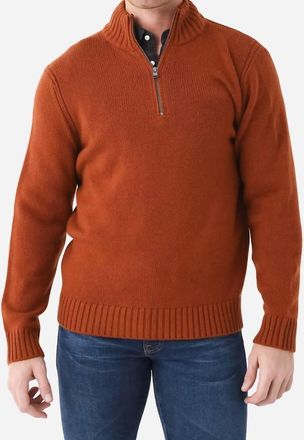 Vince Mens Wool Cashmere Relaxed Quarter-Zip Sweater In Rust Amber