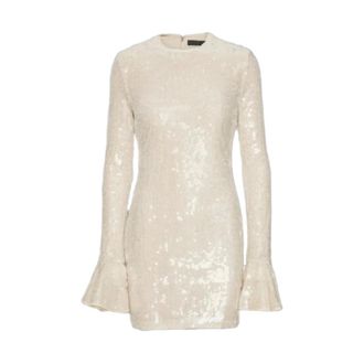 Rotate ROTATE Birger Christensen, Party Dresses, female, Beige, Size: L Sequin Mini Dress - Nougat