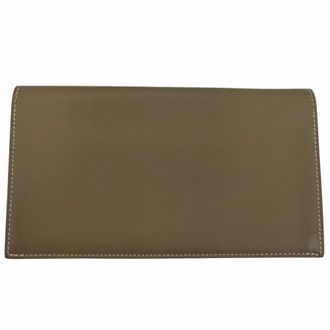 Herm&egrave;s Etoupe Gray Leather Long Wallet (Bi-Fold) (Pre-Owned)