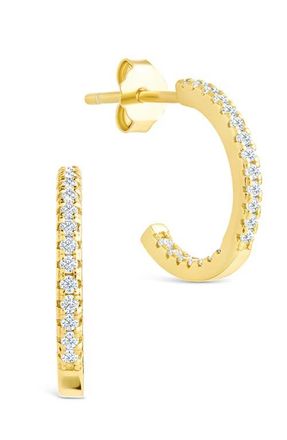 Sterling Forever Thin Cubic Zirconia Hoop Earrings in Gold at Nordstrom