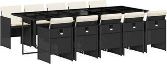 vidaXL Set De Comedor Jard&iacute;n 11 Pzas Con Cojines Rat&aacute;n Sint&eacute;tico Negro Vidaxl