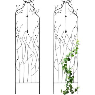 Relaxdays Relaxdays Enrejado Para Plantas Trepadoras, Set 2, Metal, Campana, 170 X 45 Cm, Gu&iacute;a Enredadera, Para Clavar, Negro