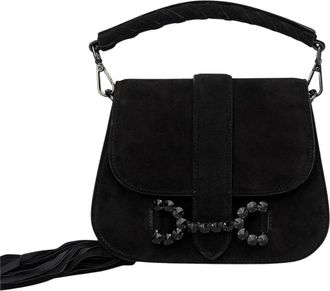 Alma En Pena Strass gesp clutch tas - Dames - Handtassen - Zwart - ONE Size - Leer - Tassen
