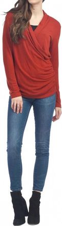 Papillon Crossover Rouching Side Top In Rust