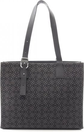 Loewe Black Canvas Leather Handbag Tote Bag (Pre-Owned)