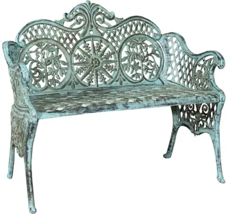 Biscottini International Banco De Jard&iacute;n De Hierro Fundido 110x55x90 Sof&aacute; De Exterior Banco Liberty Con Reposabrazos Silla De 2 Plazas Banco De Hierro