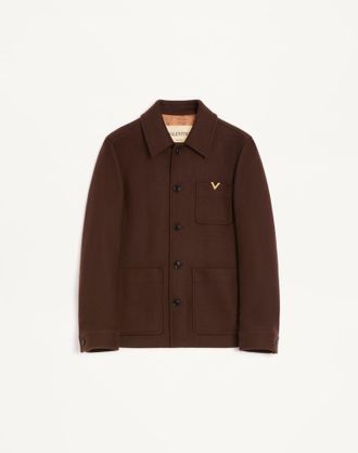 Valentino Valentino Wool Jacket With Vgold Man BROWN 44