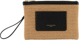 Pourchet Tassen, Dames, Zwart, ONE Size, Leer, Cassis Clutch