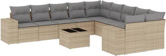 vidaXL Set De Sof&aacute;s De Jard&iacute;n 11pzas Con Cojines Rat&aacute;n Sint&eacute;tico Beige Vidaxl
