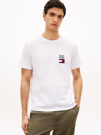 Tommy Hilfiger T-Shirt TOMMY HILFIGER BRAND LOVE TEXT STACK, Herren, Gr. XXL, wei&szlig;, Single Jersey, Obermaterial: 100% Baumwolle, unifarben, regular fit normal, Rundh